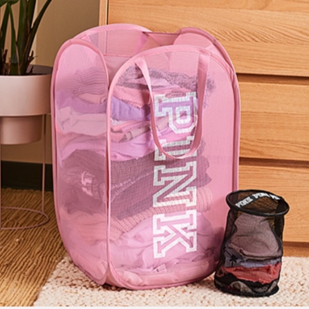 💕VS PINK Light PINK LOGO Laundry & black Intimates Bag
